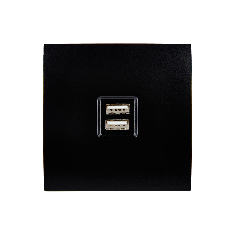 Karo Vägguttag dubbel usb - Svart