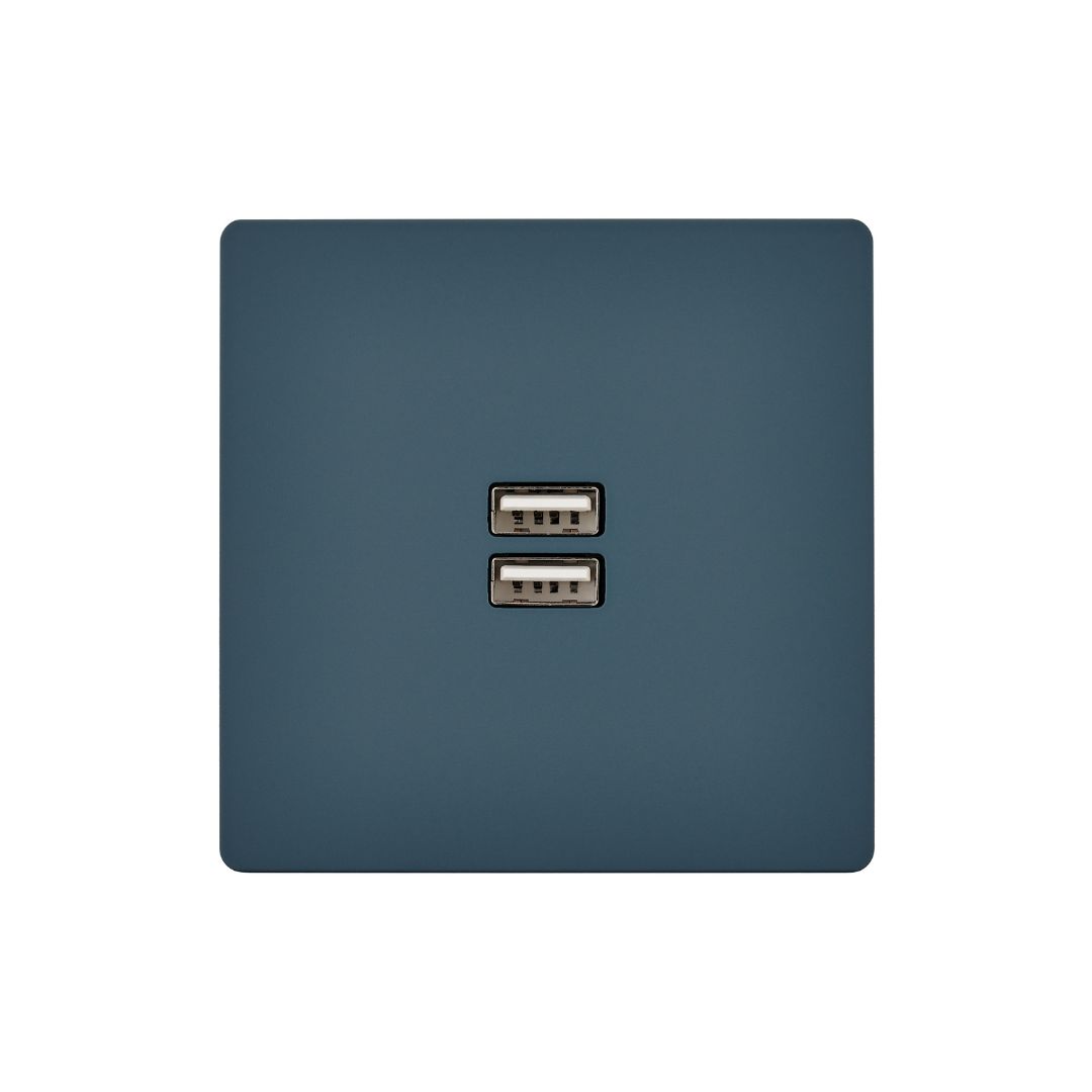 M Vägguttag USB dubbel - Blå