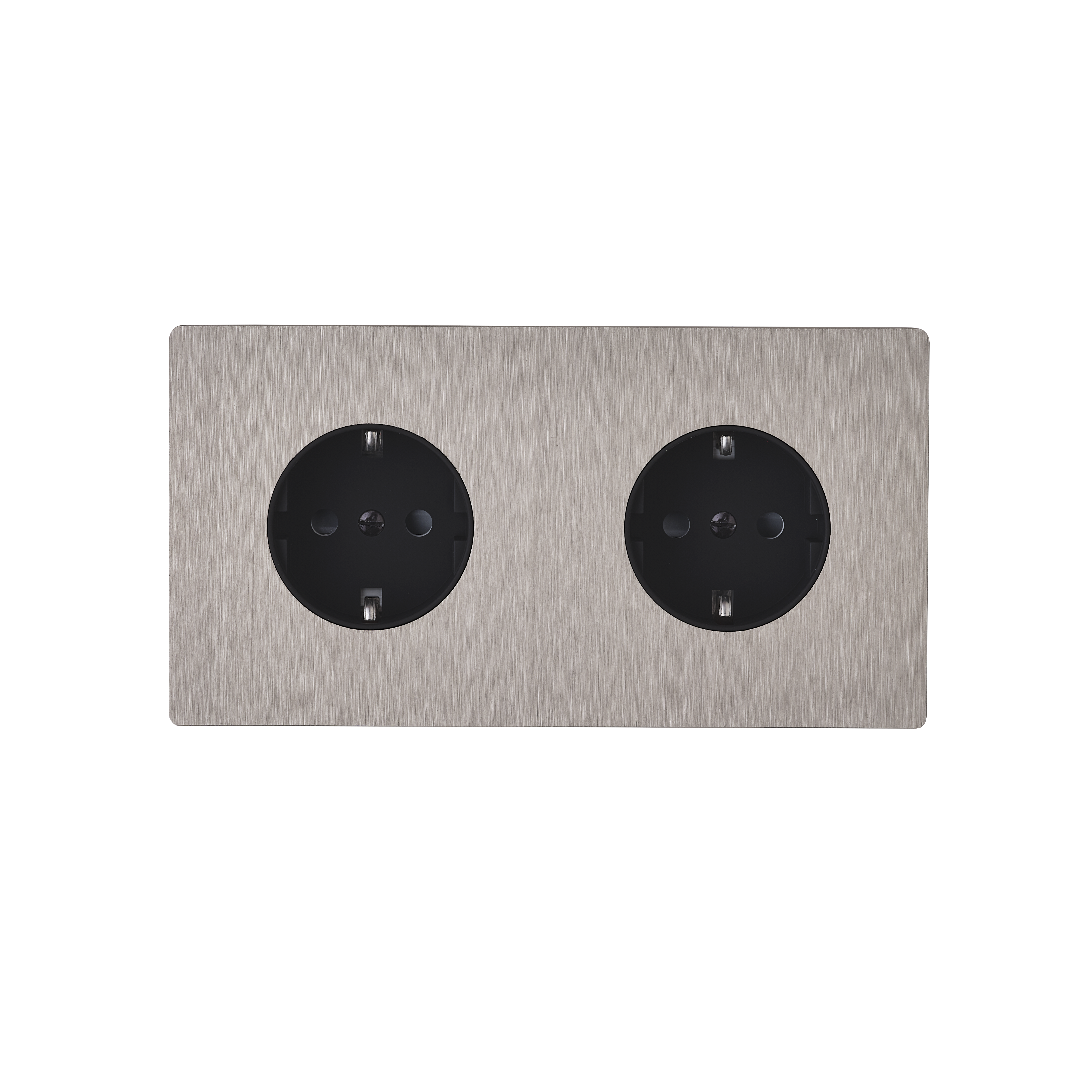 M Vägguttag dubbel - Brushed nickel