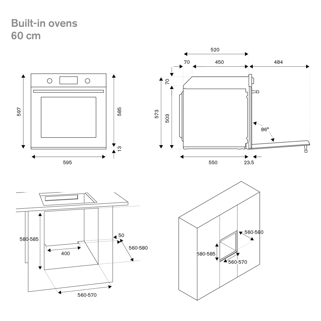 Bertazzoni Professional Inbyggnadsugn 60cm LCD , Rostfritt