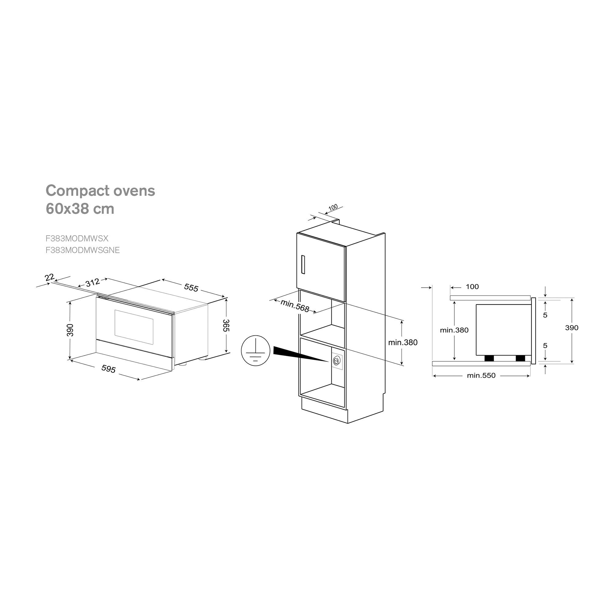 Bertazzoni Modern Micro 60x38cm, svart