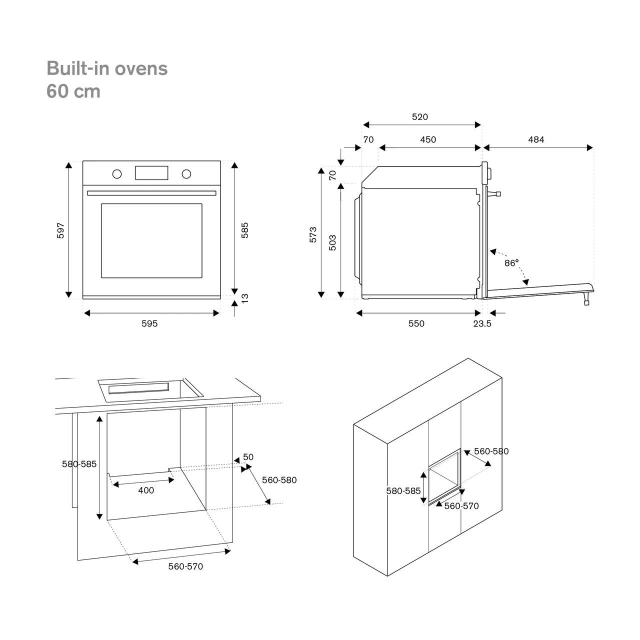 Bertazzoni Heritage Inbyggnadsugn 60cm, mattsvart