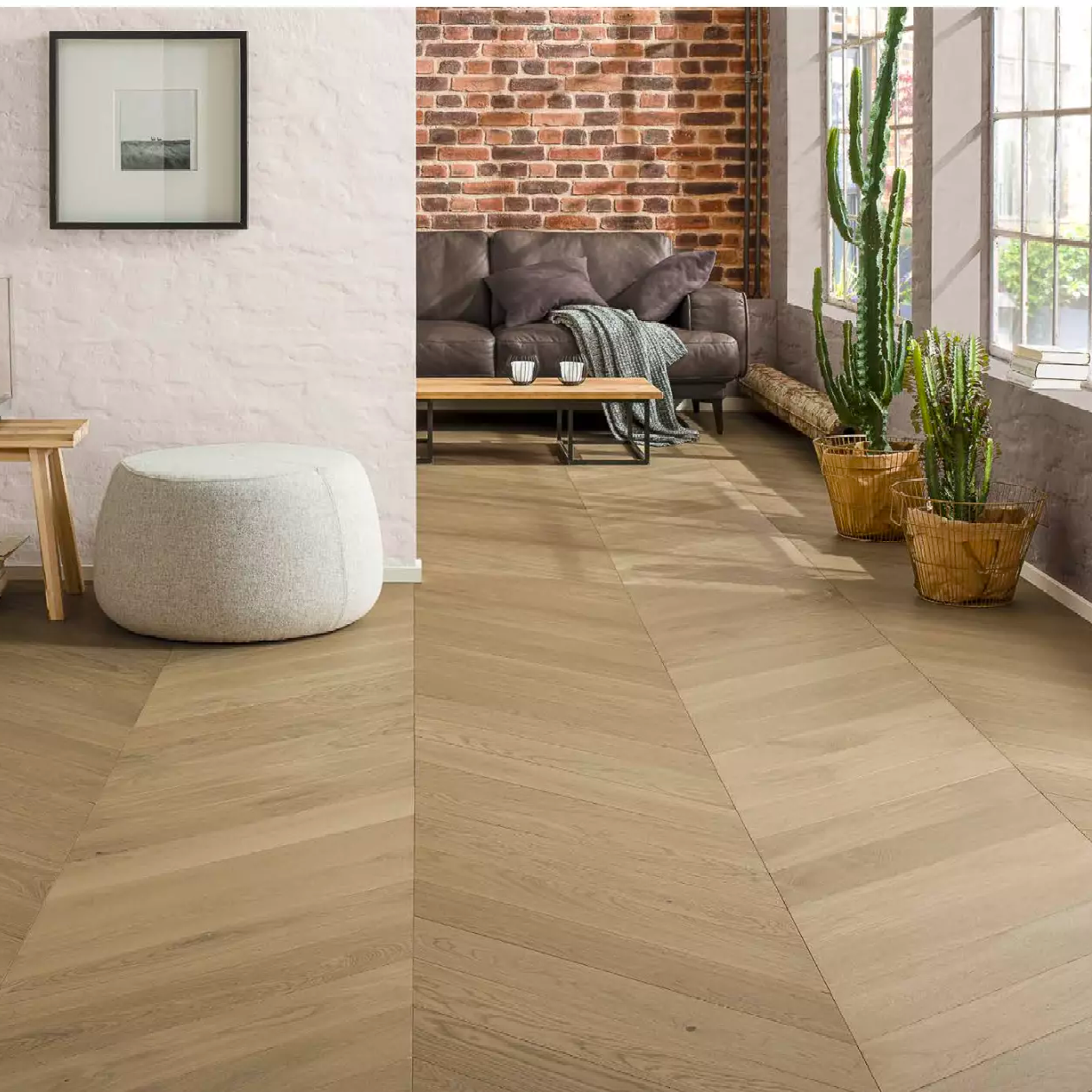 Cabbani Chevron 600x92 mm Lackad 14 mm - Rustic Light/Mineral