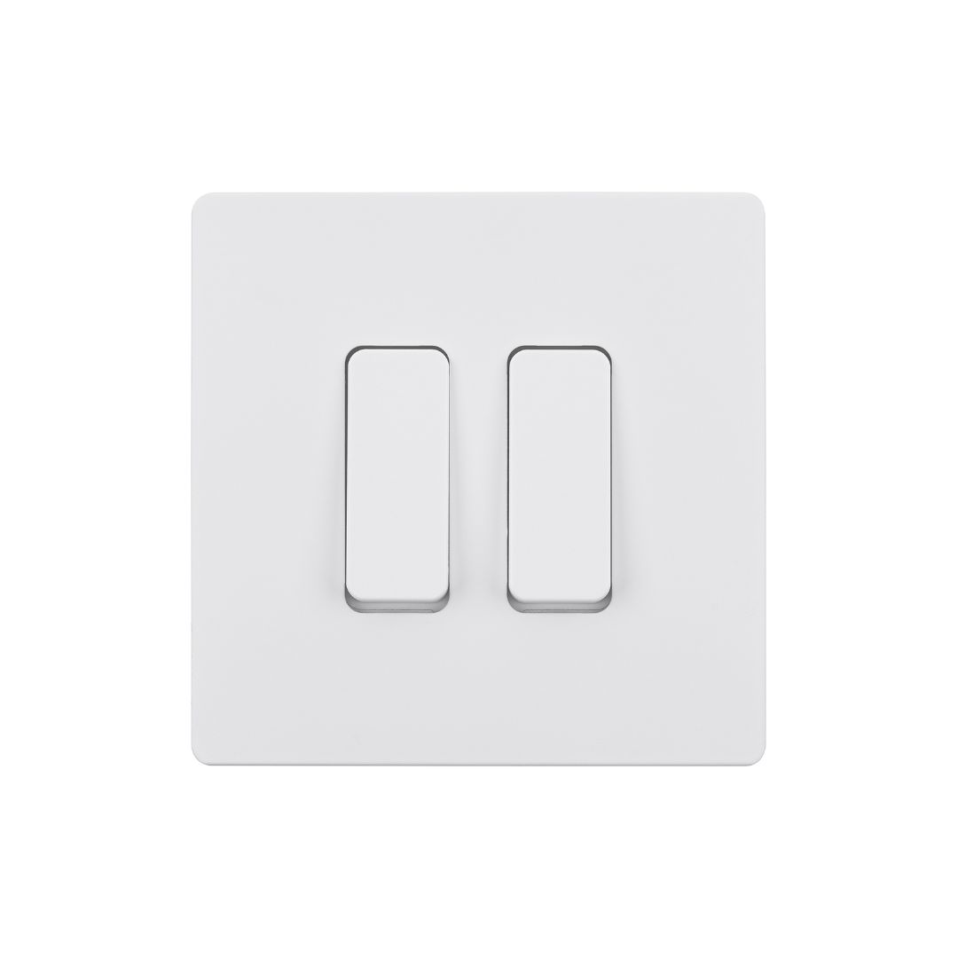 M Strömbrytare dubbel 80x80 - Vit
