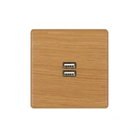 Hitera Vägguttag USB dubbel - Light Oak