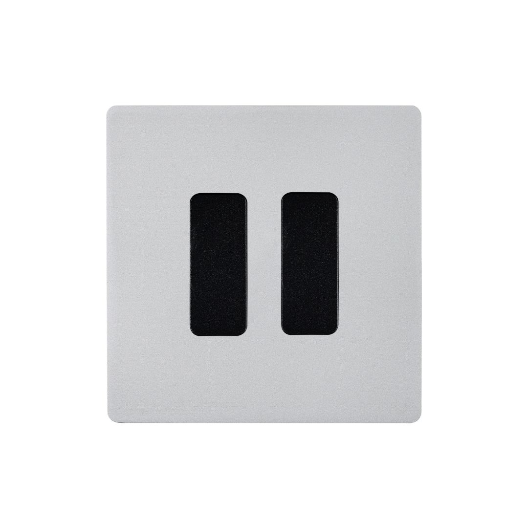 M Strömbrytare dubbel 80x80 - Sanded nickel