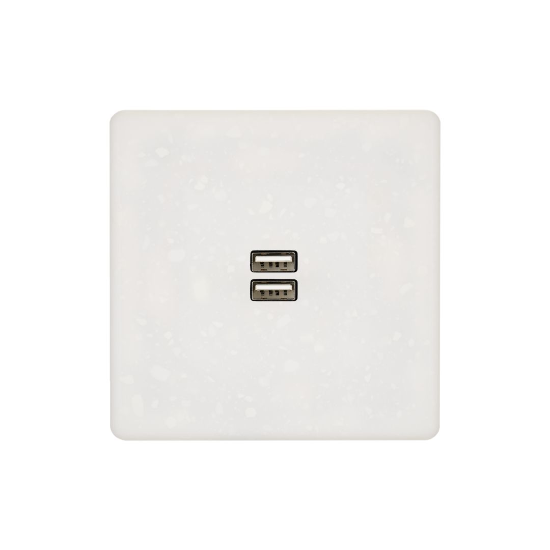 Hitera Vägguttag USB dubbel - Terrazzo vit