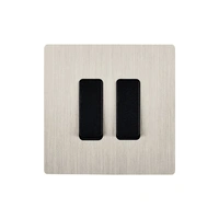 M Strömbrytare dubbel 80x80 - Brushed nickel