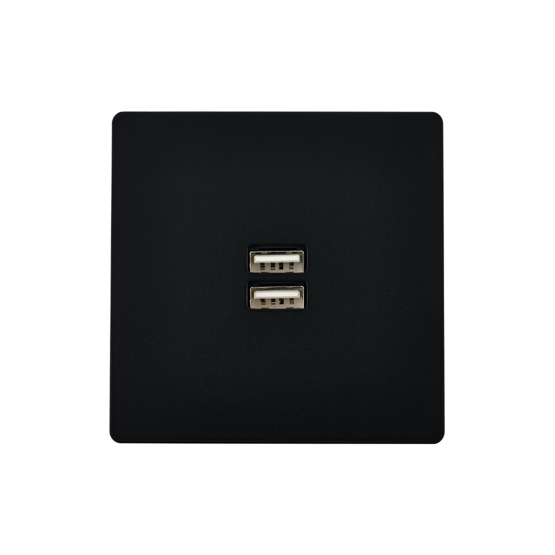 M Vägguttag USB dubbel - Mattsvart