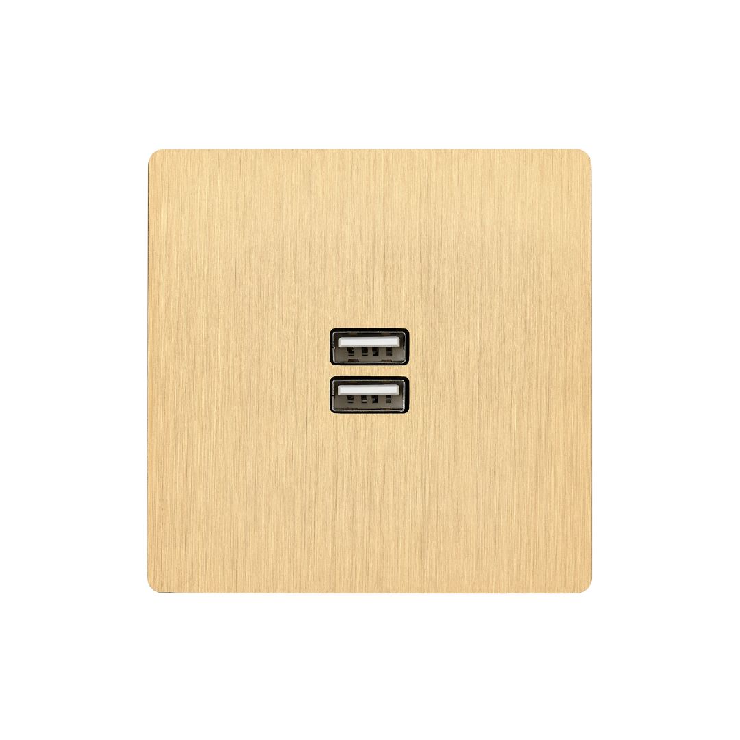M Vägguttag USB dubbel - Brushed brass