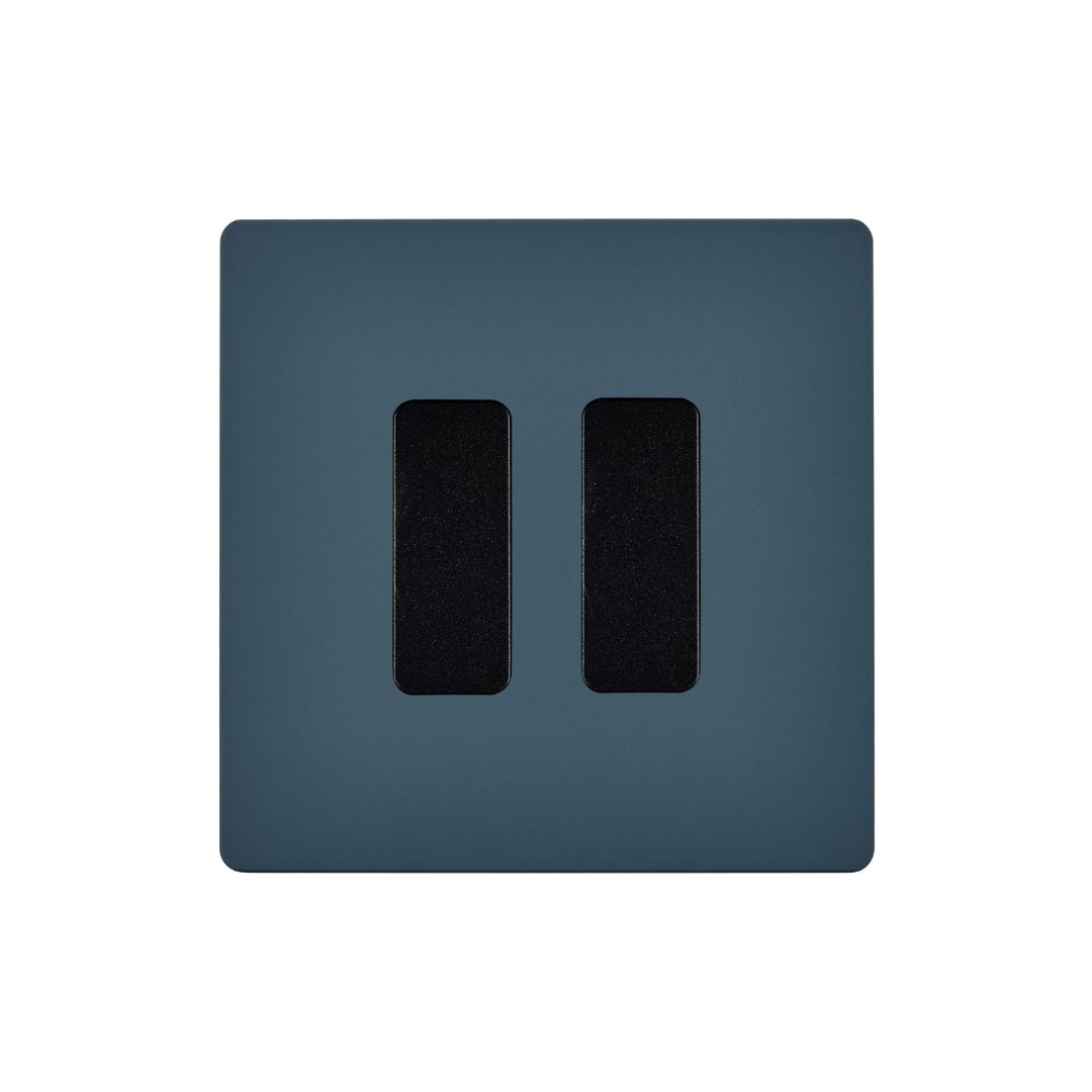 M Strömbrytare dubbel 80x80 - Blå