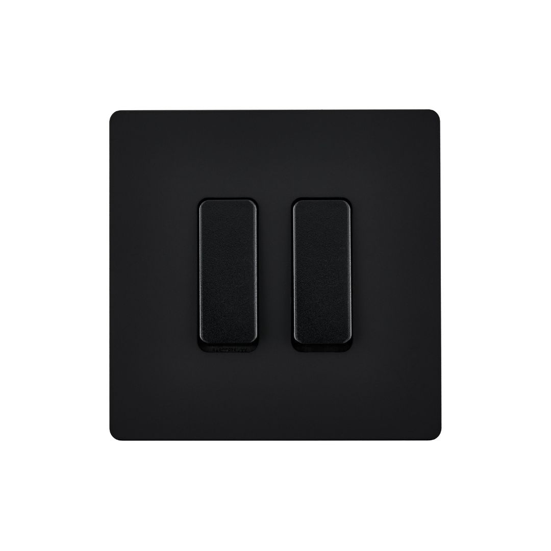 M Strömbrytare dubbel 80x80 - Svart