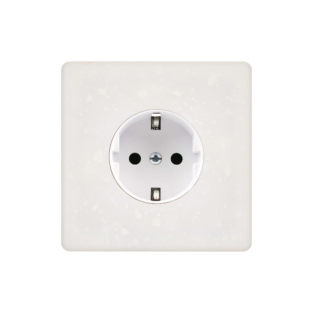 Hitera Vägguttag singel 85x85 - Terrazzo vit