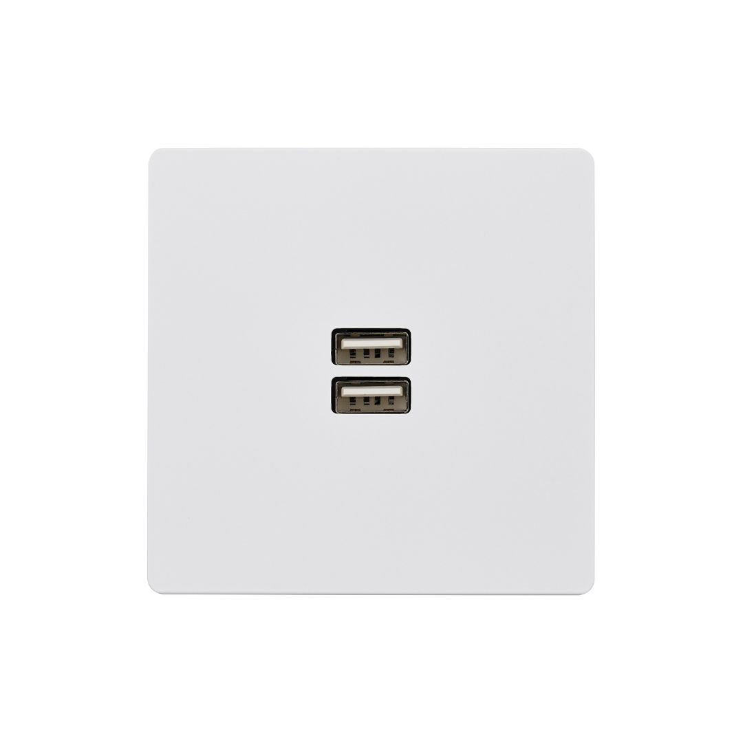 M Vägguttag USB dubbel - Mattvit