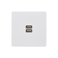M Vägguttag USB dubbel - Mattvit