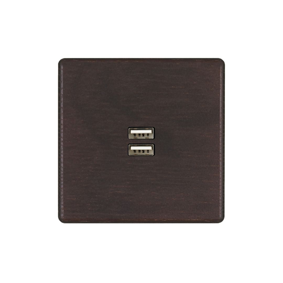 Hitera Vägguttag USB dubbel - Dark oak