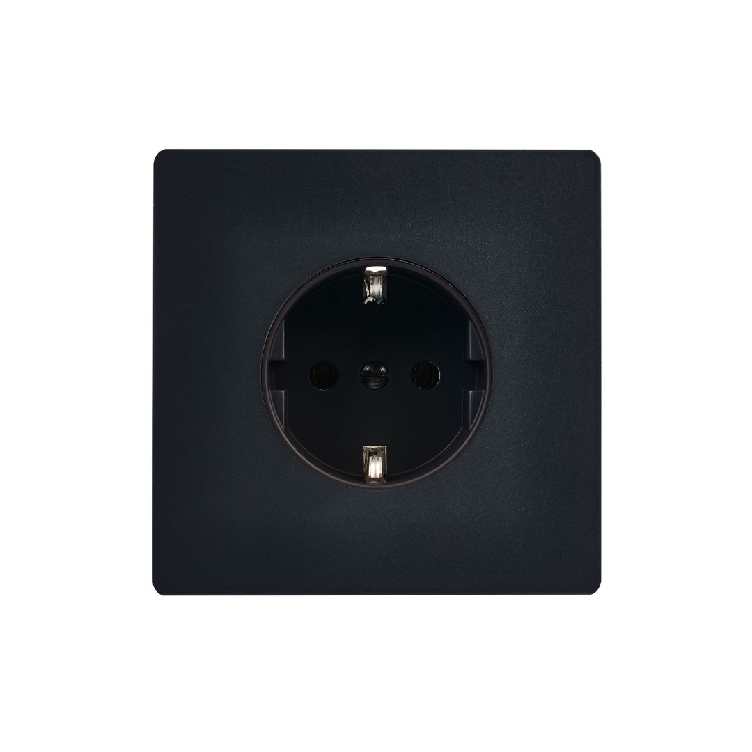 M Vägguttag singel 80x80 - Mattsvart