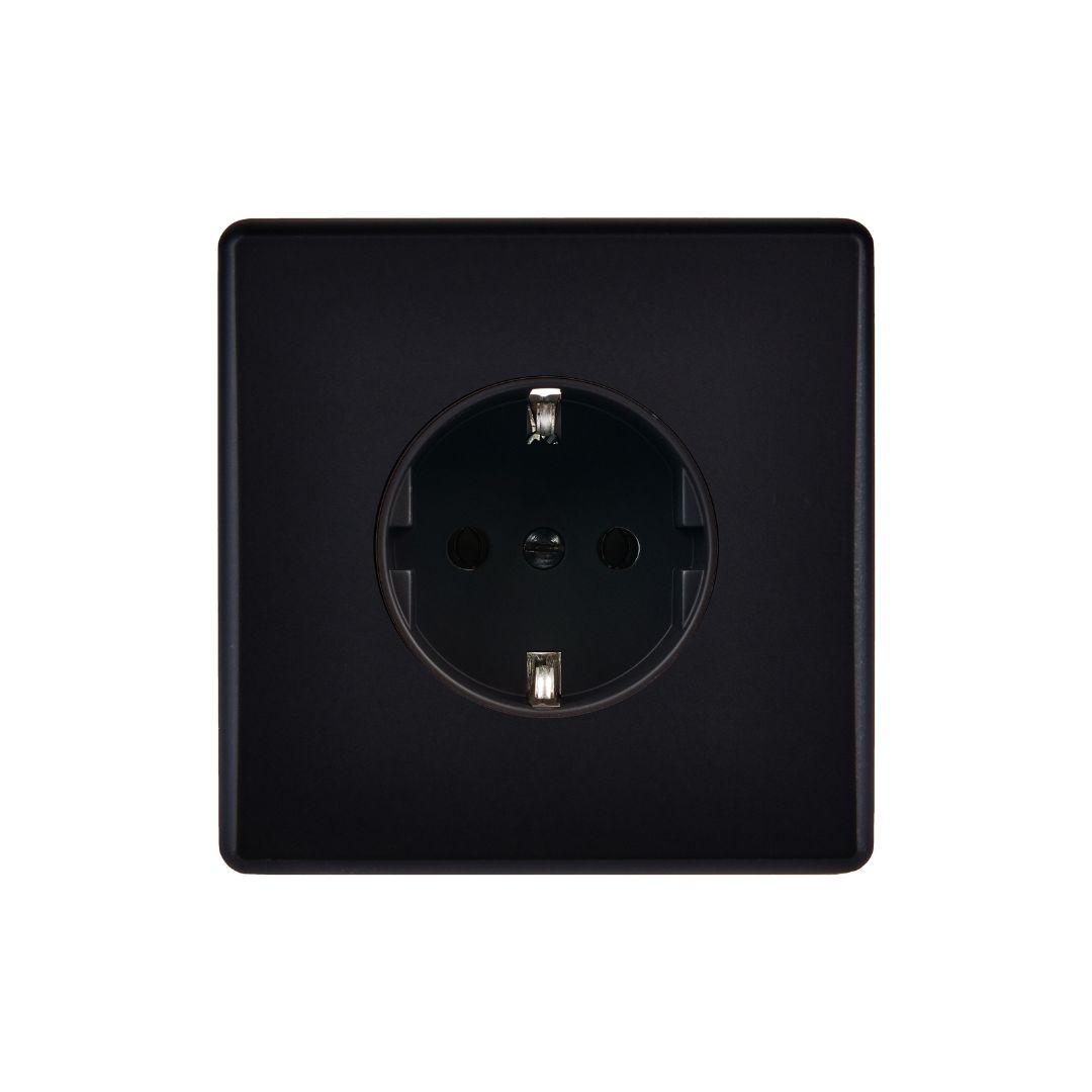 Hitera Vägguttag singel 85x85 - Black soft touch