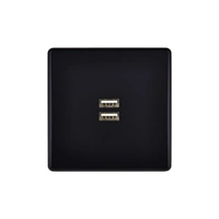 Hitera Vägguttag USB dubbel - Black soft touch