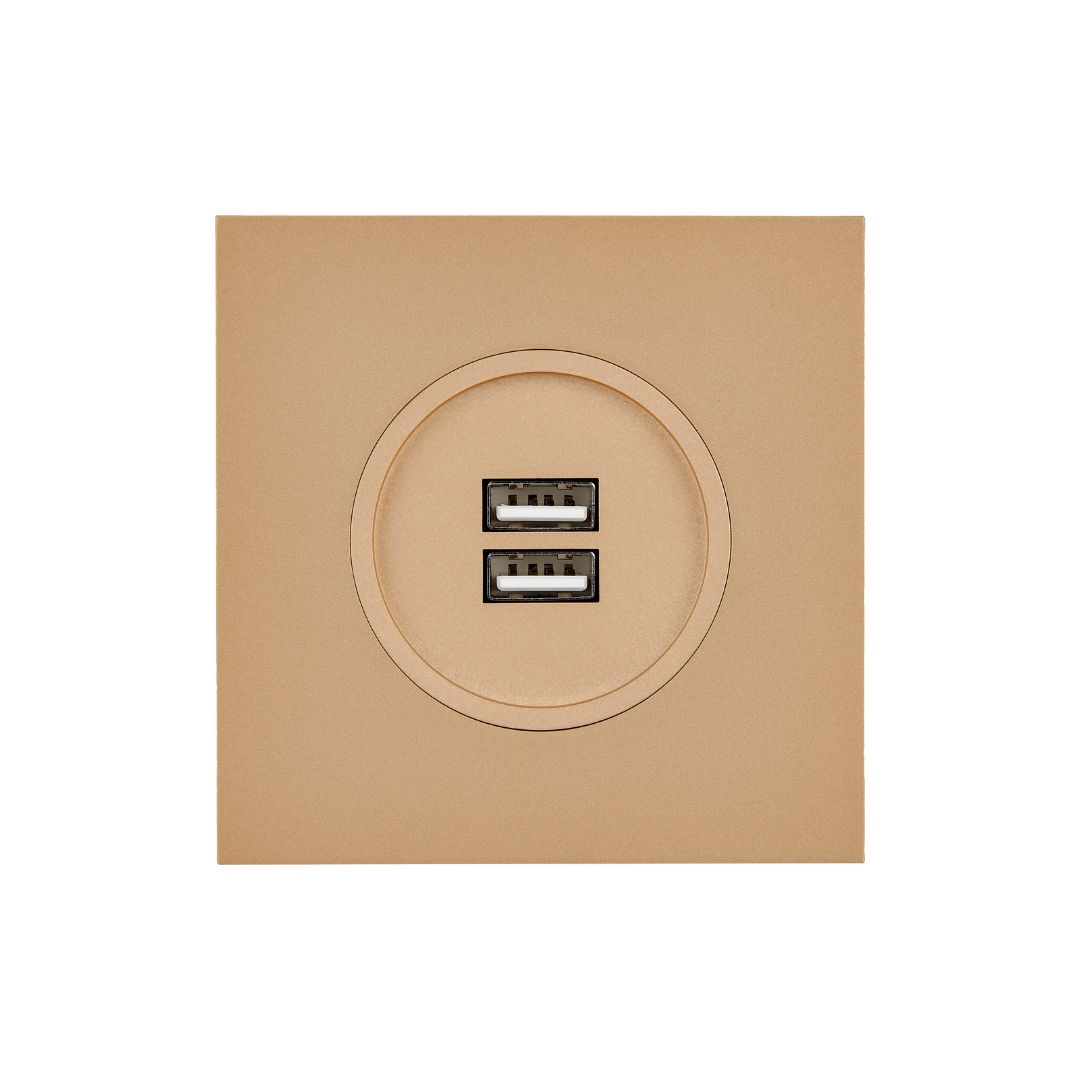 Desir Satin Vägguttag dubbel usb - Guld