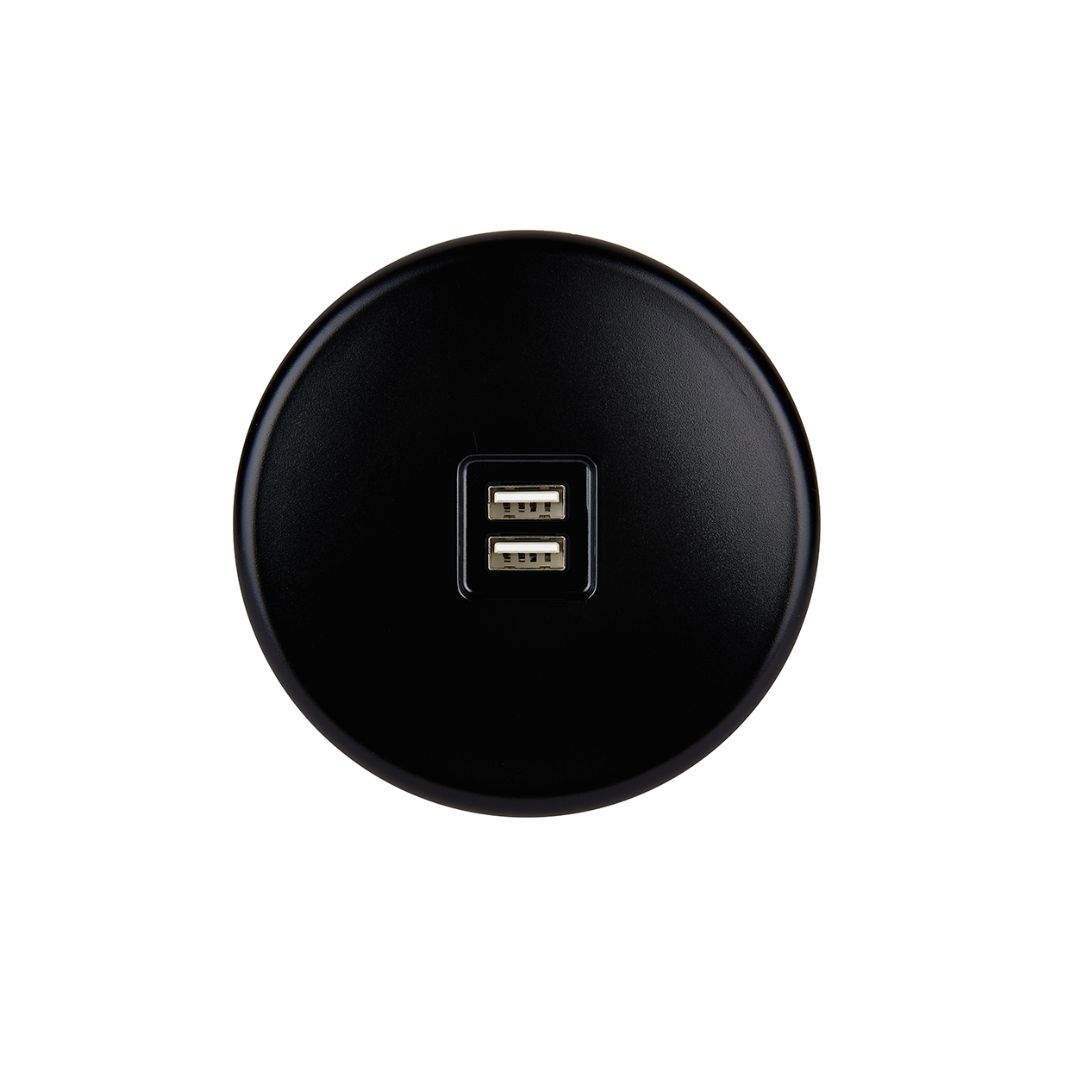 Iris Vägguttag dubbel usb - Svart