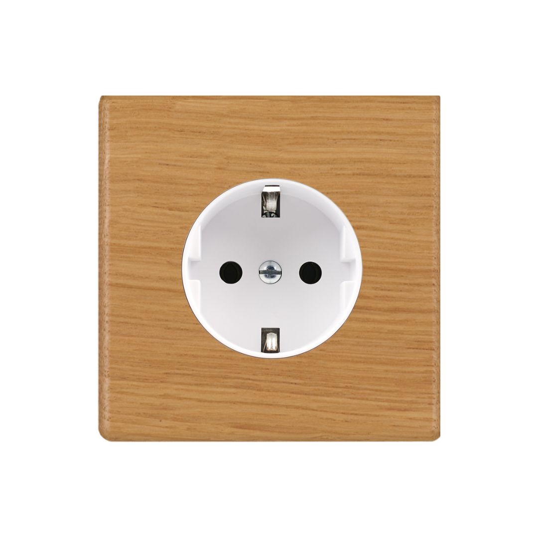 Hitera Vägguttag singel 85x85 - Light oak