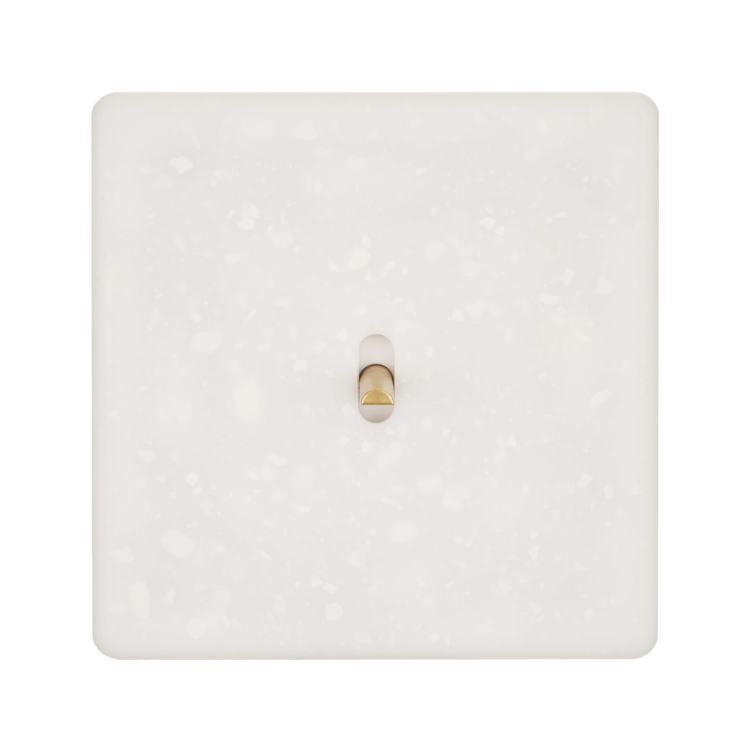 Hitera Strömbrytare push 85x85 - Terrazzo Vit