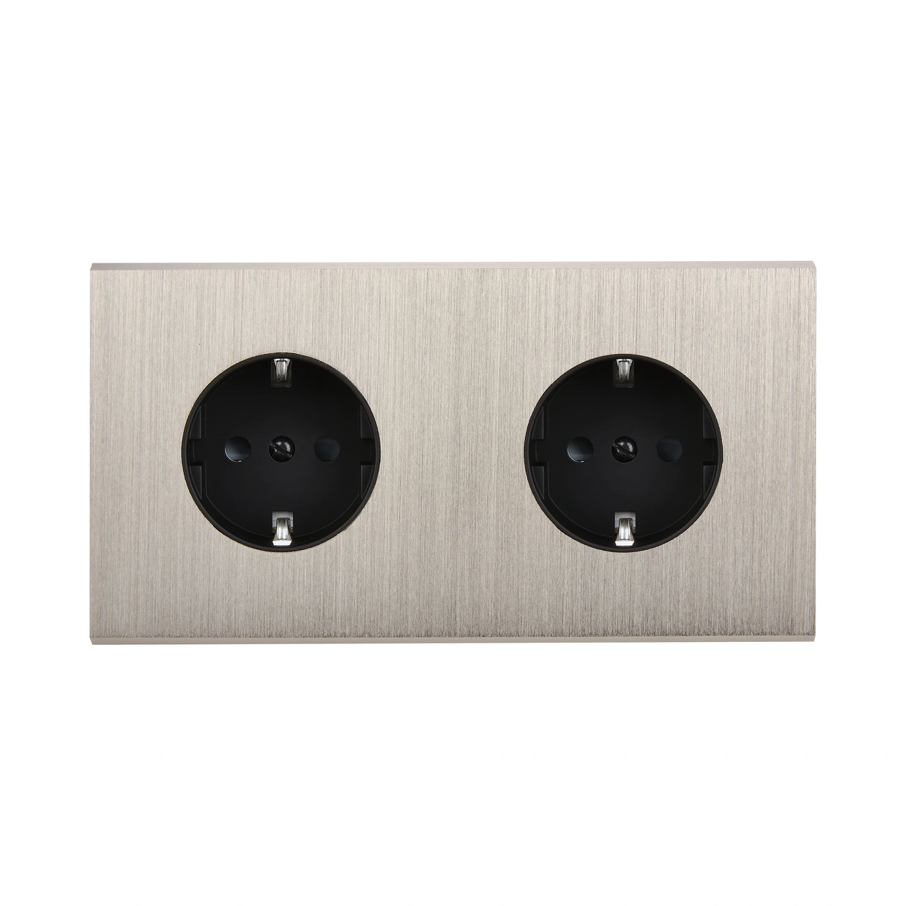 Confidence Vägguttag dubbel - Brushed steel