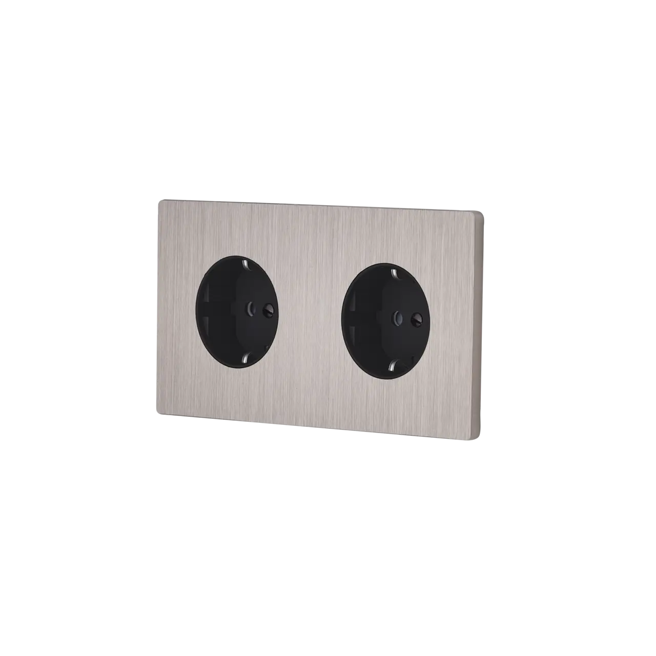 M Vägguttag dubbel - Brushed nickel