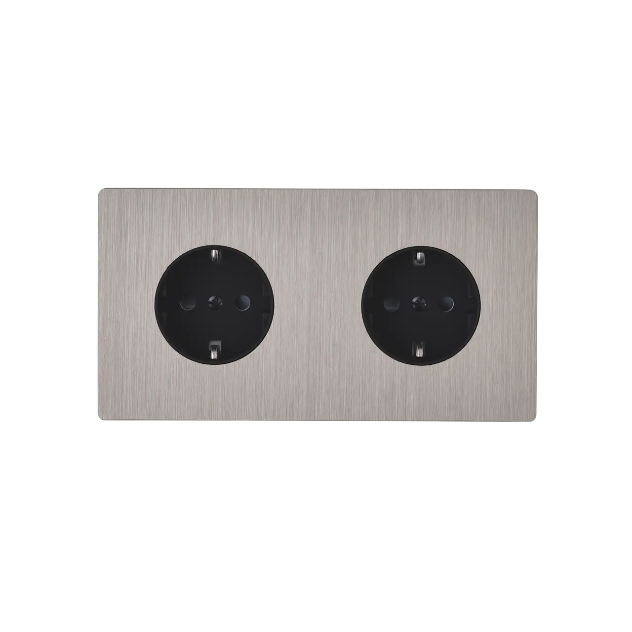 M Vägguttag dubbel - Brushed nickel