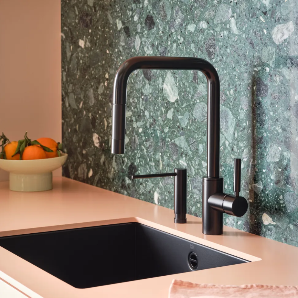 Meta Square köksblandare med utdragbar pip Platinum