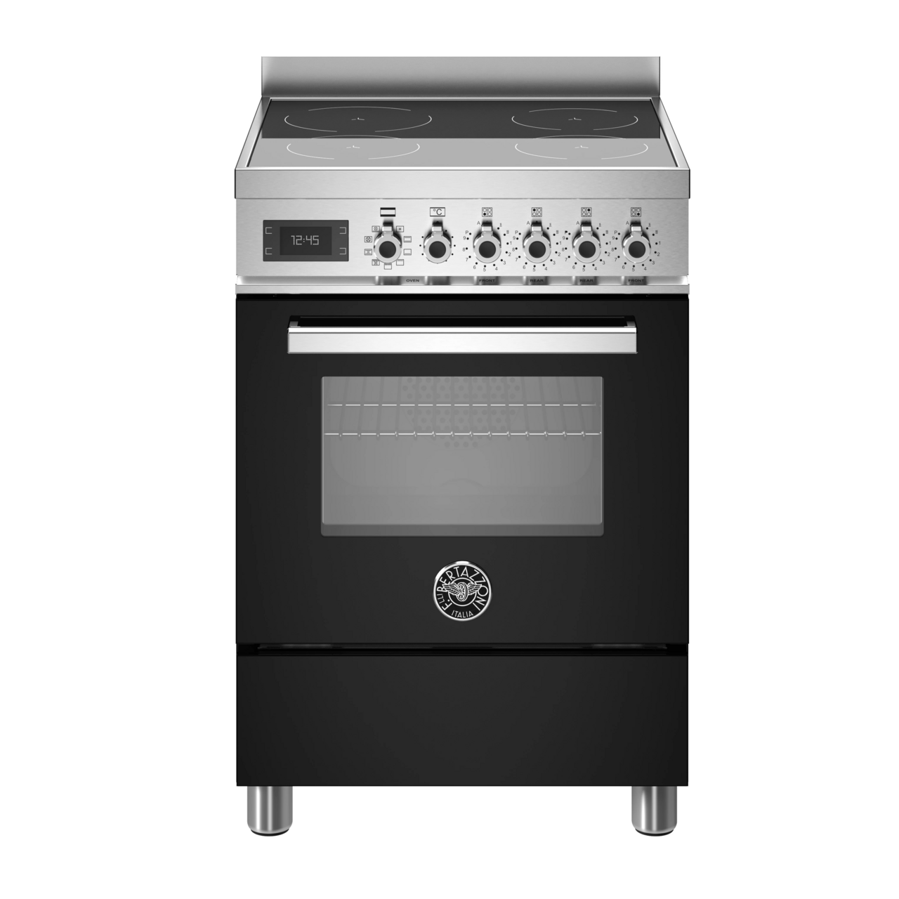 Bertazzoni Professional Induktionsspis, 60 cm, 4 zoner, 1 ugn, blanksvart