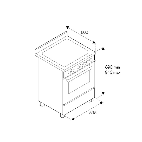 Bertazzoni Professional Induktionsspis, 60 cm, 4 zoner, 1 ugn, blanksvart
