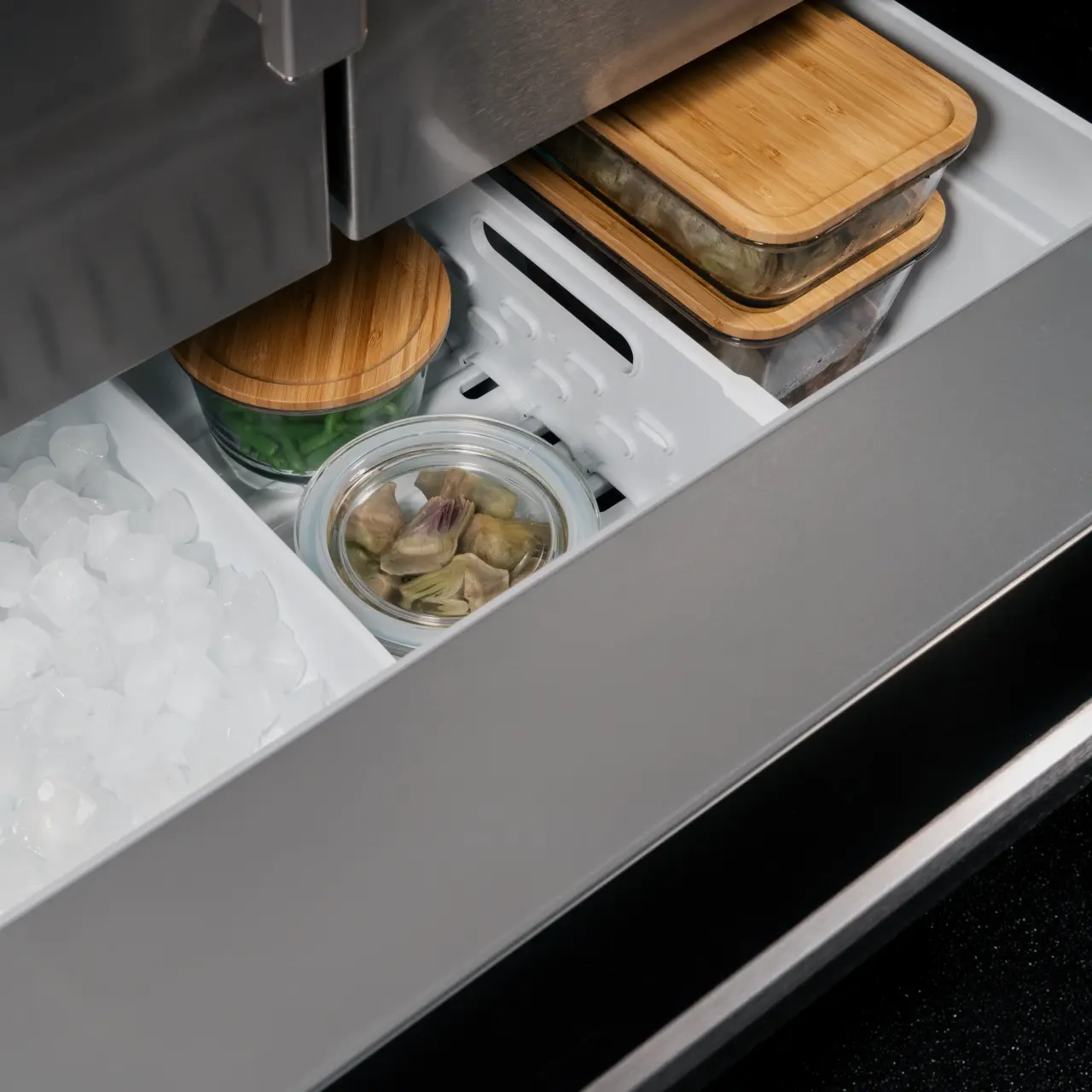 Bertazzoni Master Side-by-side kylskåp med 2 fryslåder och integrerad ismaskin