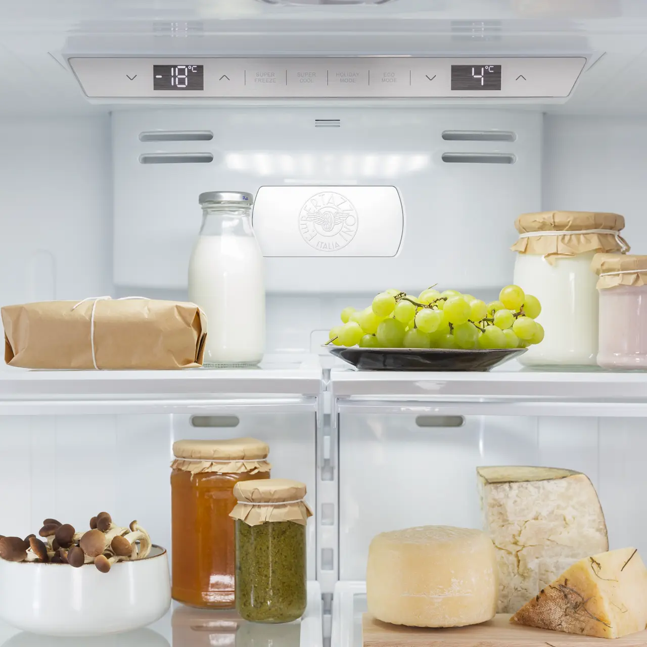 Bertazzoni Master Side-by-side kylskåp med 2 fryslåder och integrerad ismaskin