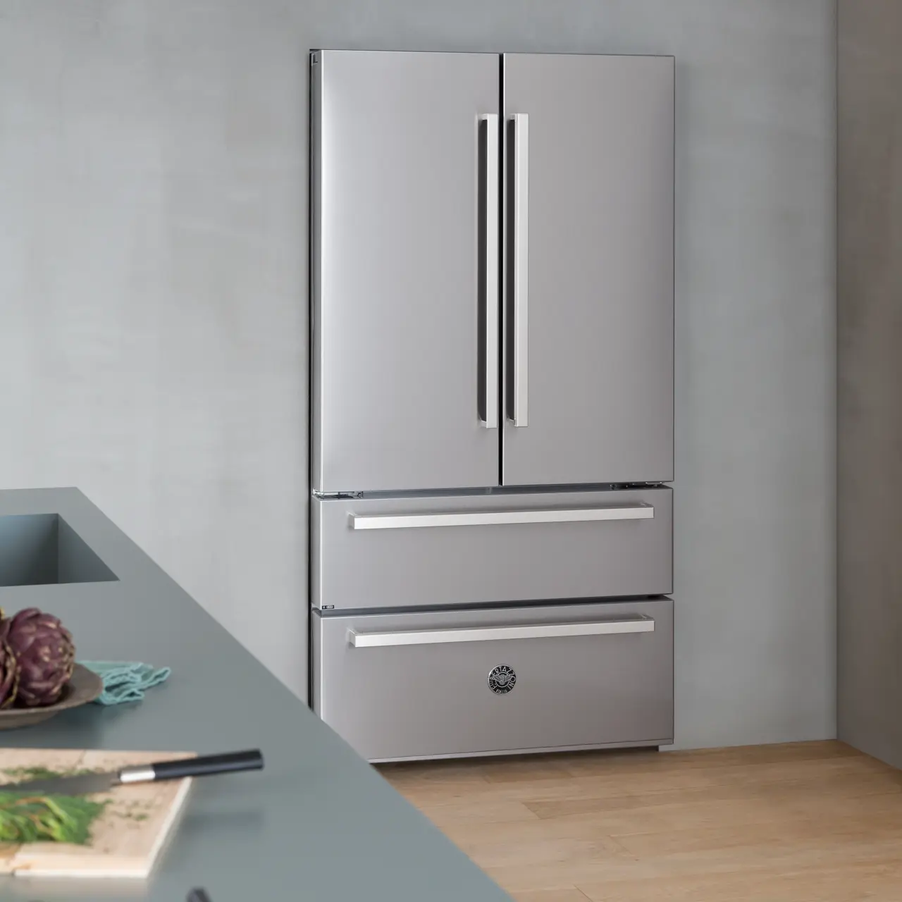 Bertazzoni Professional Side-by-side kylskåp med 2 fryslåder och integrerad isma