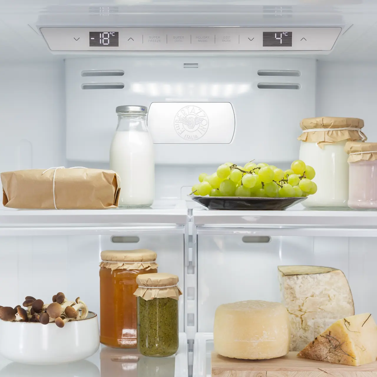 Bertazzoni Professional Side-by-side kylskåp med 2 fryslåder och integrerad isma