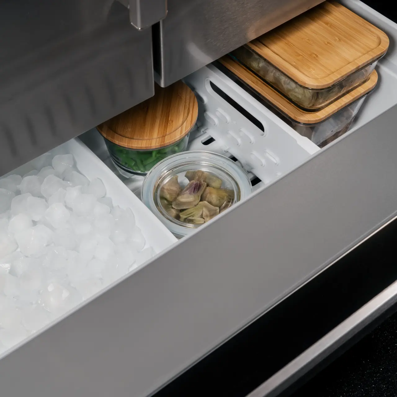 Bertazzoni Professional Side-by-side kylskåp med 2 fryslåder och integrerad isma