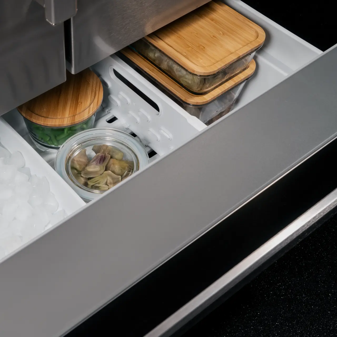 Bertazzoni Heritage side-by-side kylskåp med 2 fryslåder och integrerad ismaskin