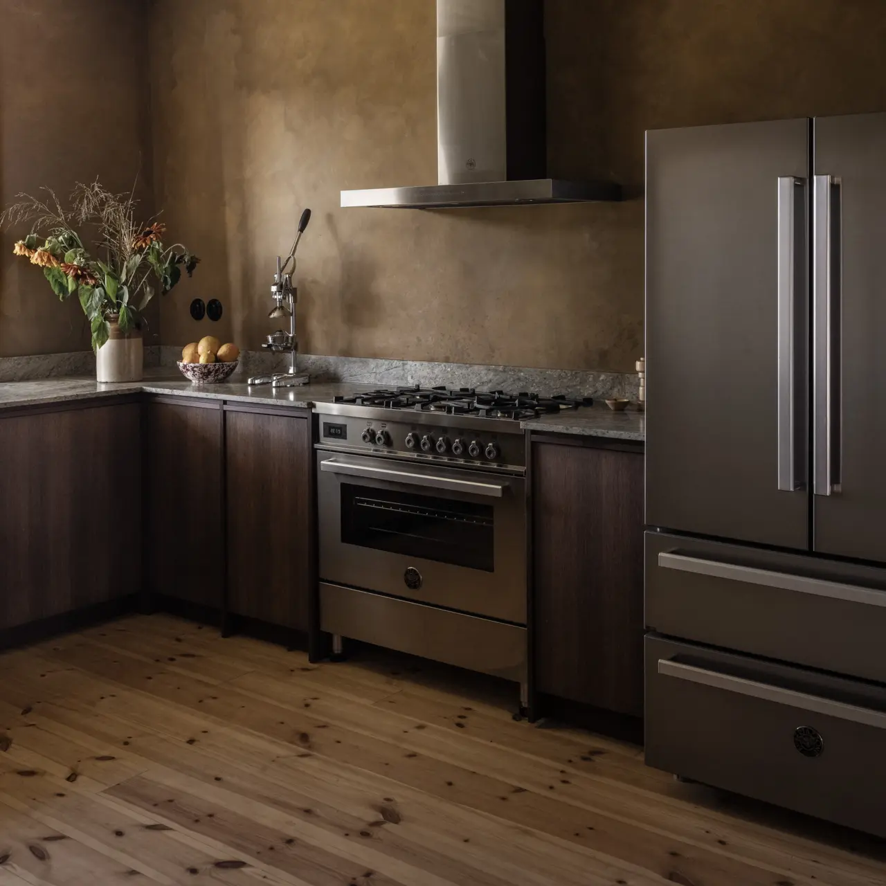 Bertazzoni Professional Side-by-side kylskåp med 2 fryslåder och integrerad isma