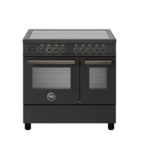 Bertazzoni Professional Induktionsspis, 90 cm, 5 zoner, 2 ugnar, carbonio