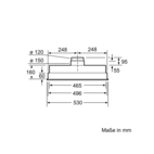 Siemens Underbyggd köksfläkt LB55565 i rostfritt stål och LED-belysning