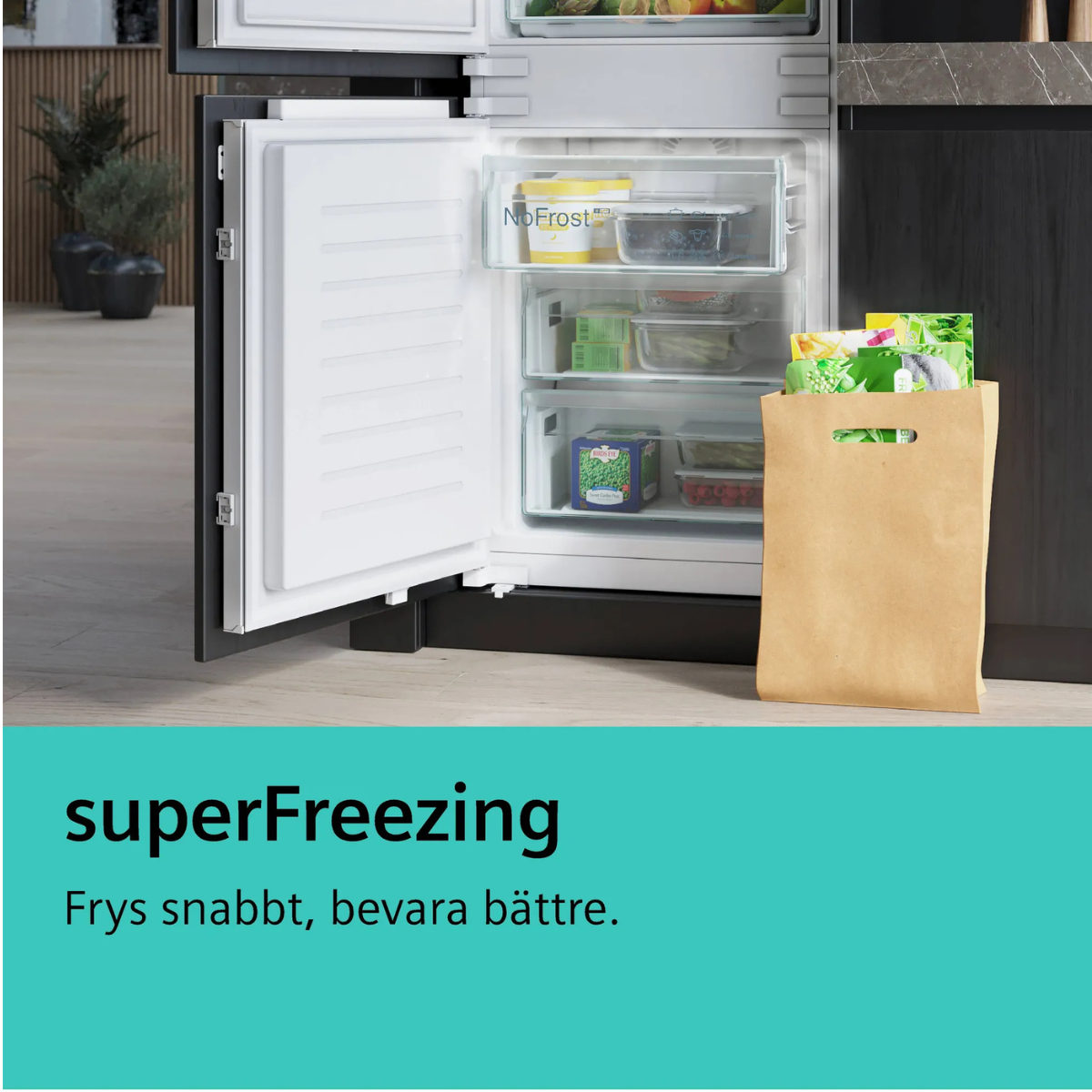 Siemens Frysskåp GS36NVIEP NoFrost, rostfri design & flexibel förvaring