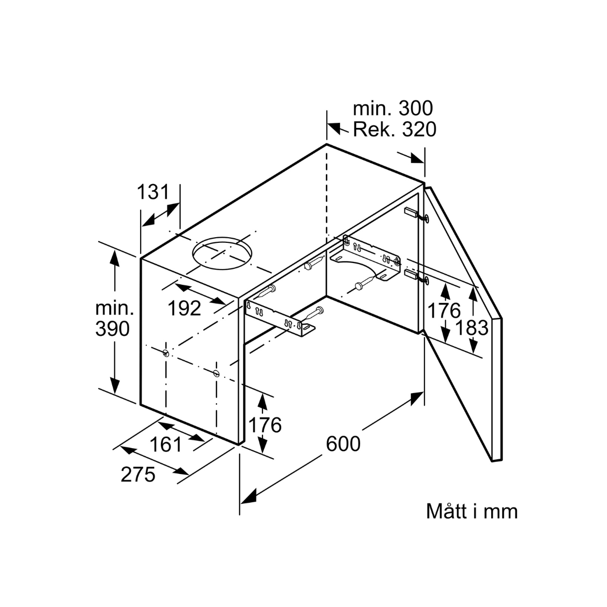 Bosch Utdragbar Köksfläkt DFM064A53 60 cm EcoSilence Drive, LED-belysning