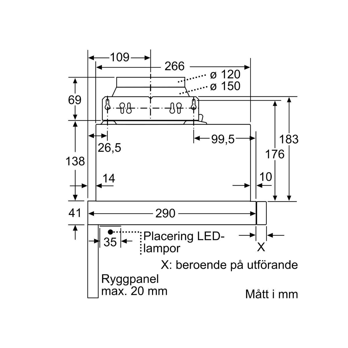 Siemens iQ300 Utdragbar Köksfläkt DFS067A51 60 cm silver metallic