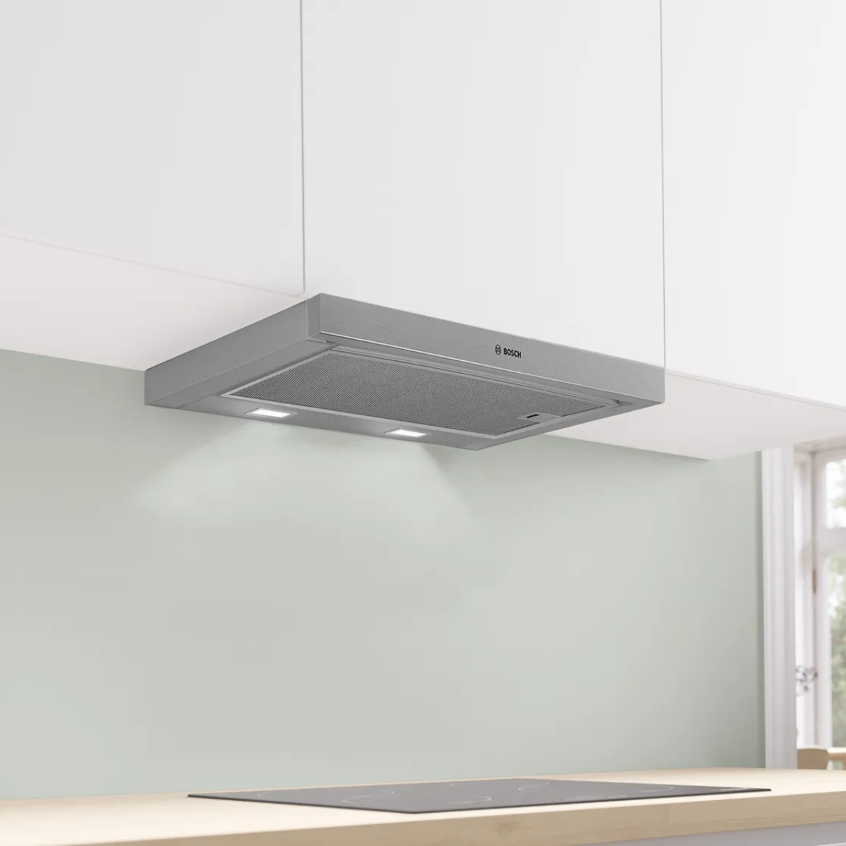 Bosch Utdragbar Köksfläkt DFS067A51 60 cm EcoSilence Drive, LED-belysning