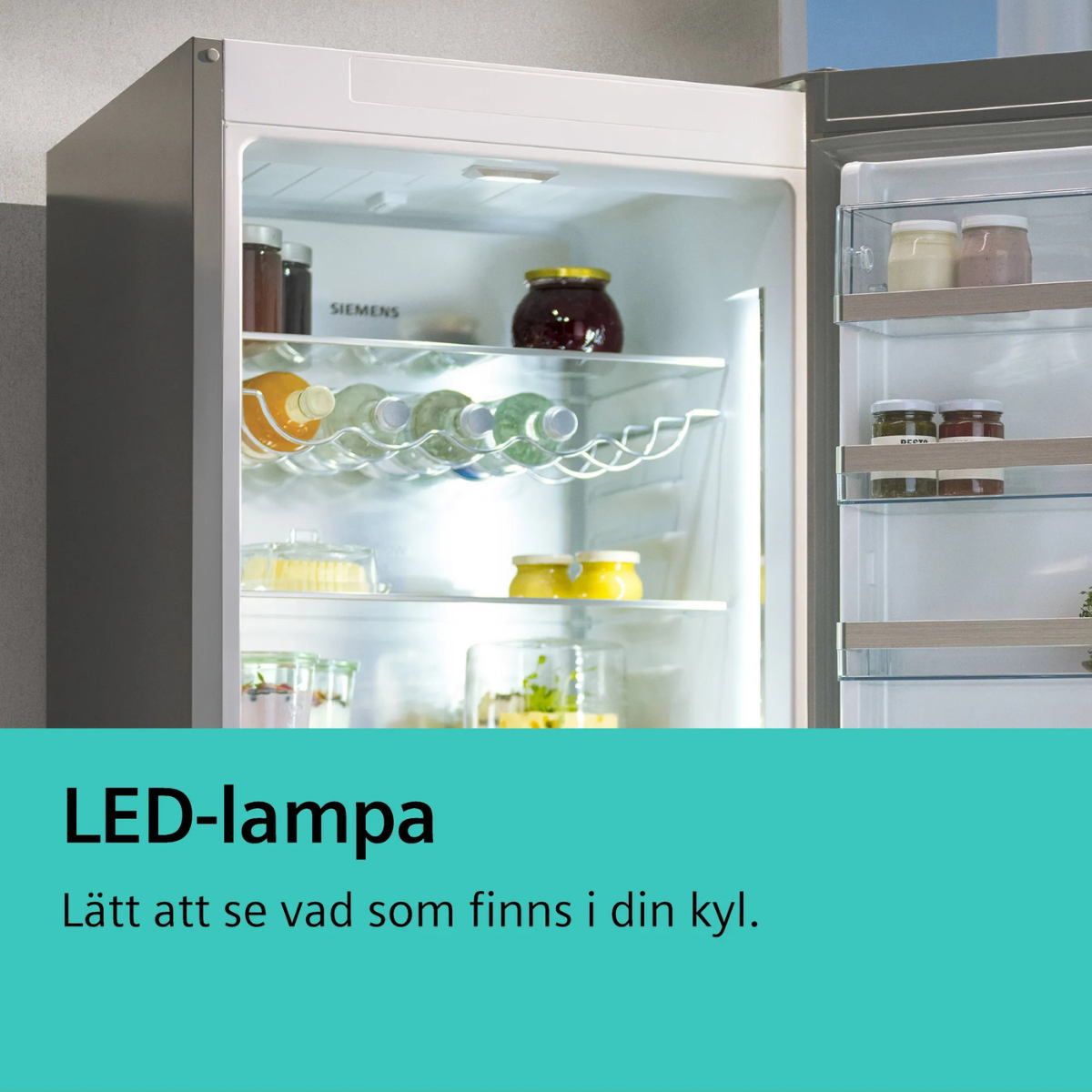 Siemens iQ300 Kyl/Frys KF96NVPEA 91cm, Borstat Stål, hyperFresh, noFrost, LED-b