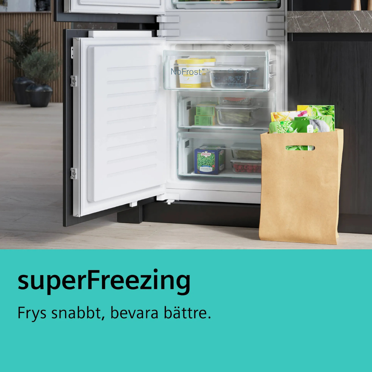 Siemens iQ300 Kyl/Frys KF96NVPEA 91cm, Borstat Stål, hyperFresh, noFrost, LED-b