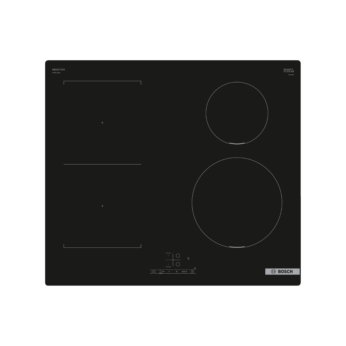 Bosch Serie 4 Induktionshäll PWP611BB5E 60 cm CombiZone & PowerBoost, svart, uta