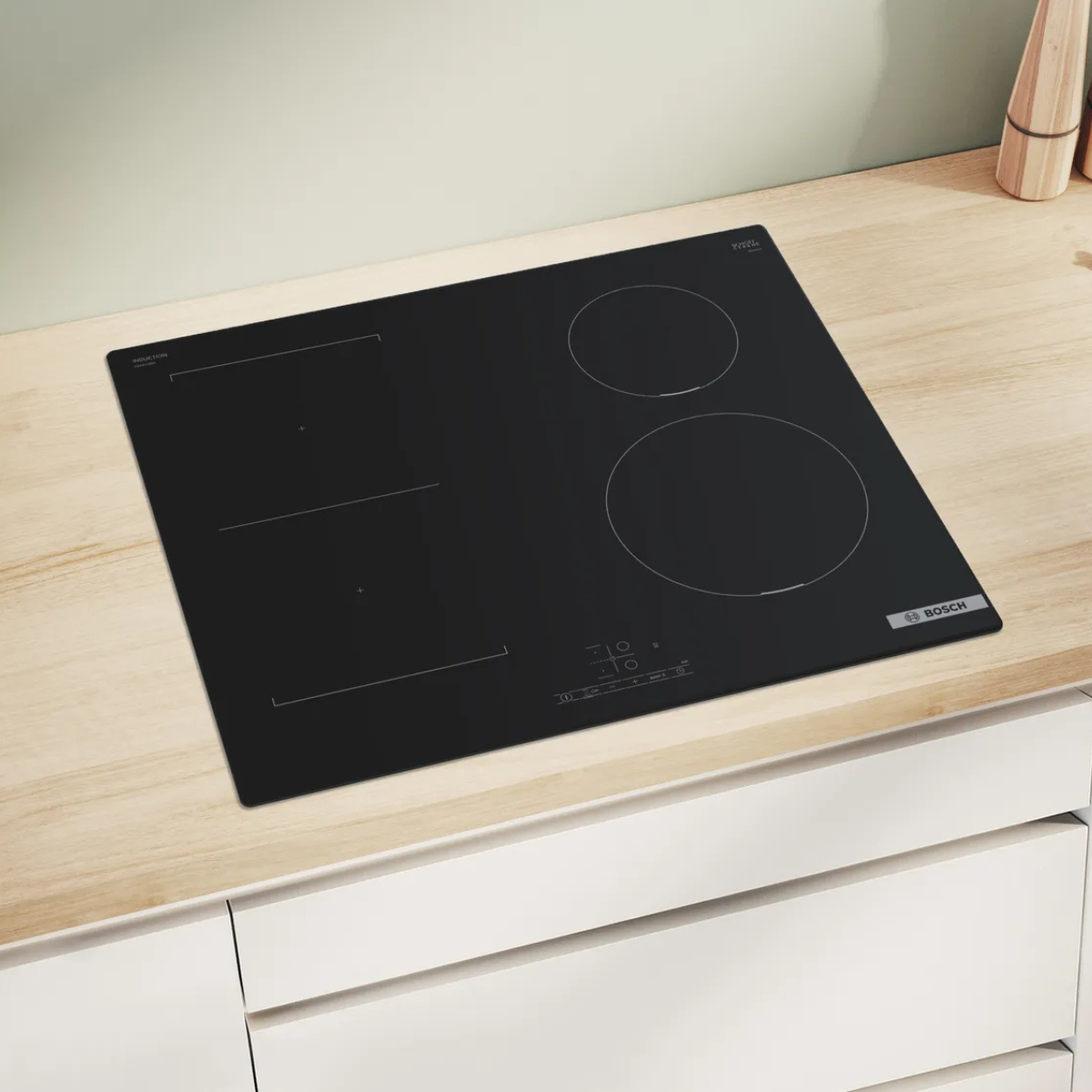 Bosch Serie 4 Induktionshäll PWP611BB5E 60 cm CombiZone & PowerBoost, svart, uta